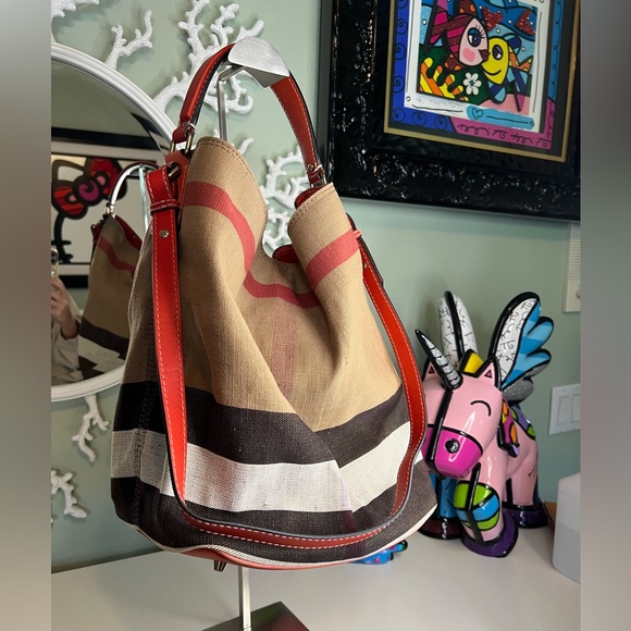 Burberry Handbags - Burberry Mega Check Ashby bucket bag